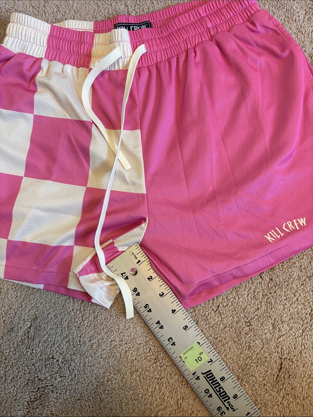 Kill Crew Pink and White Checker Athletic Shorts - Picture 4 of 6